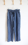 LOFT Blue Chambray Flowy Tied Waist Pants | S