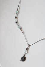 Blue Glass Beaded Koi Fish Pendant Sterling Silver Necklace