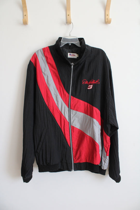 Vintage Ashley Sewn Products Black Red & Gray #3 Dale Earnhardt Winston Cup Champion Jacket | 2XL