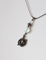 Blue Glass Beaded Koi Fish Pendant Sterling Silver Necklace