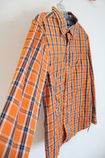NEW Nautica Orange Blue & White Plaid Button Down Shirt | L