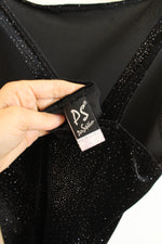 PS PerSeption Black Sparkle 90's Velvet Maxi Formal Dress | M