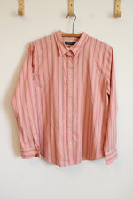 NEW Ralph Lauren Pink Maroon Striped Button Down Shirt | L