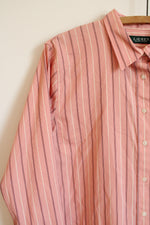 NEW Ralph Lauren Pink Maroon Striped Button Down Shirt | L