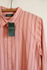NEW Ralph Lauren Pink Maroon Striped Button Down Shirt | L