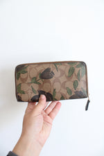 Coach Brown Wildflower Print Canvas Zip Around Wallet