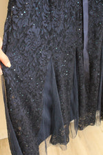NEW Candalite Navy Blue V-neck Sparkle Lace Dress with Ribbon Tie | 2XL