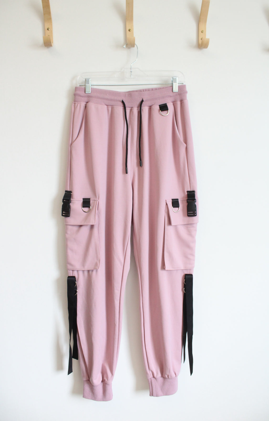 Meinvqiaoti Blush Pink Cargo Jogger Pants | XL
