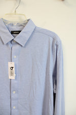 NEW Alfani Stretch Blue Myrtle Knit Button Down Shirt | L