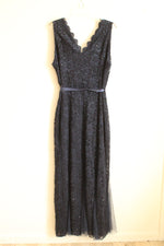 NEW Candalite Navy Blue V-neck Sparkle Lace Dress with Ribbon Tie | 2XL