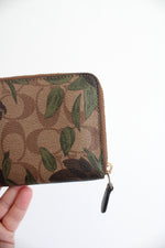 Coach Brown Wildflower Print Canvas Zip Around Wallet