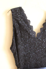NEW Candalite Navy Blue V-neck Sparkle Lace Dress with Ribbon Tie | 2XL