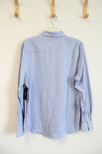 NEW Alfani Stretch Blue Myrtle Knit Button Down Shirt | L