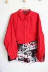 Le Jean De Marithe Francois Girbaud Red button Down Graphic Shirt | XL