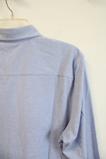 NEW Alfani Stretch Blue Myrtle Knit Button Down Shirt | L