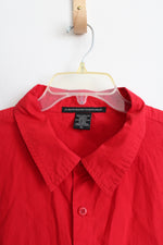 Le Jean De Marithe Francois Girbaud Red button Down Graphic Shirt | XL