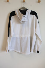 Under Armour HeatGear White Black Color Blocked Windbreaker Hoodie | L