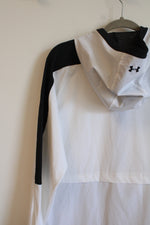 Under Armour HeatGear White Black Color Blocked Windbreaker Hoodie | L