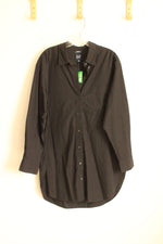 New Gap Black Organic Cotton LS Button Down Shirt with Side Slits | M