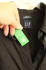 New Gap Black Organic Cotton LS Button Down Shirt with Side Slits | M
