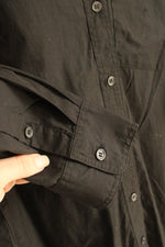 New Gap Black Organic Cotton LS Button Down Shirt with Side Slits | M