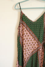 Natural Life Pink Green Patchwork Boho Style Maxi Dress | L