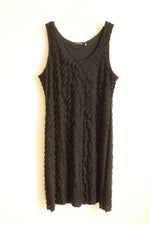 Notations Black Asymmetrical Ruffle Tank Stretch Dress | L
