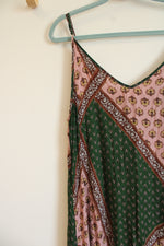 Natural Life Pink Green Patchwork Boho Style Maxi Dress | L