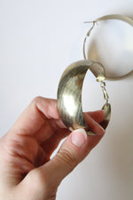 Gold Tone Sterling Silver Large Hoop Earrings