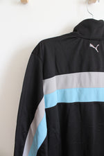 NEW Puma Black Blue & Gray Striped Tricot Jacket | L