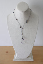Purple Genuine Pearl Beaded Wire Necklace