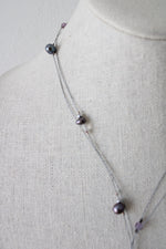 Purple Genuine Pearl Beaded Wire Necklace