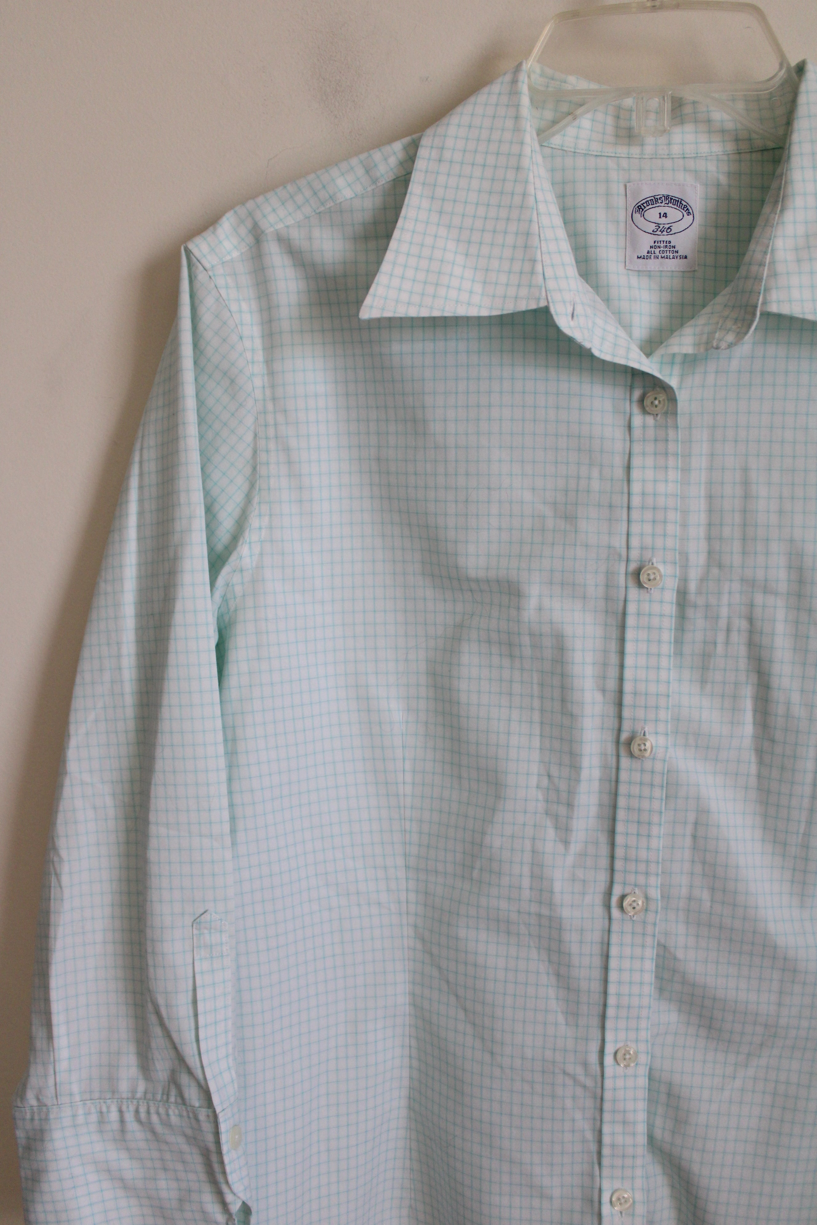 Brooks Brothers Fitted Blue Plaid Button Down Shirt | 14