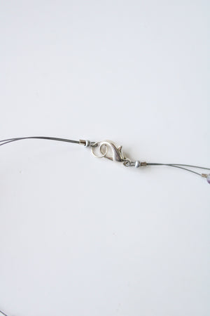 Purple Genuine Pearl Beaded Wire Necklace