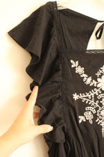 NEW Old Navy Black with White Embroidery and Ruffle Sleeve Dress | XL