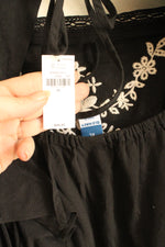 NEW Old Navy Black with White Embroidery and Ruffle Sleeve Dress | XL
