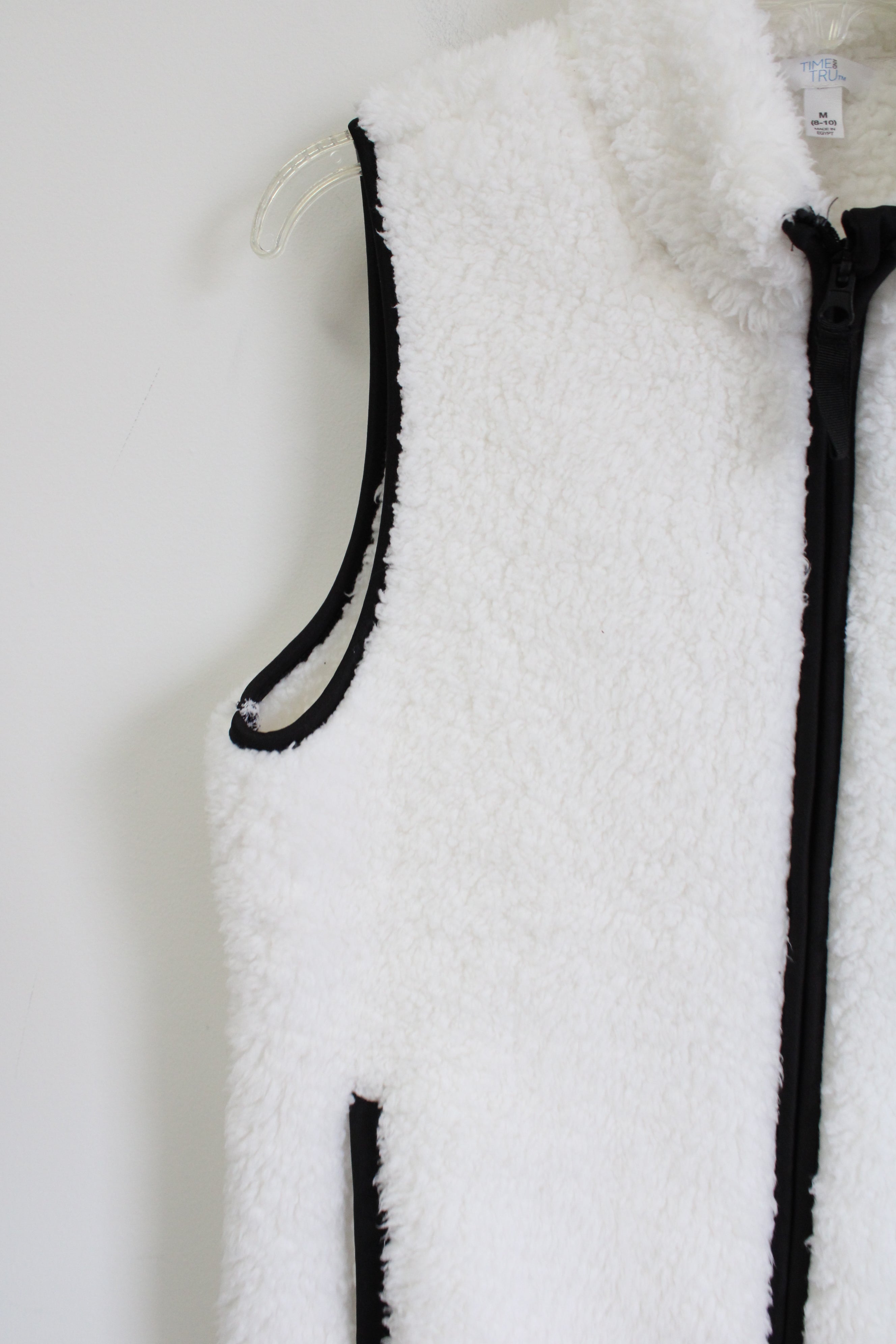 Time And Tru White Sherpa Black Trimmed Vest | M (8/10)