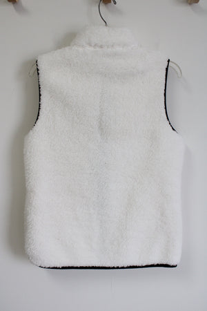 Time And Tru White Sherpa Black Trimmed Vest | M (8/10)