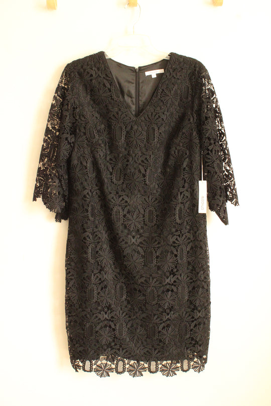 NEW Chicos Black Wide Sleeve Lace Dress | 12