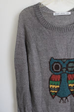 NEW Woolrich Gray Mohair Knit Owl Sweater | L Petite