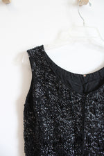 Vintage Black Wool Sequined Fringe Cropped Top | M