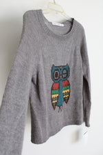 NEW Woolrich Gray Mohair Knit Owl Sweater | L Petite