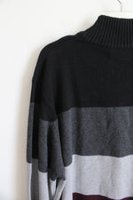 NEW U.S. Polo Assn. Black Gray Maroon Striped 1/4 Zip Sweater | XXL