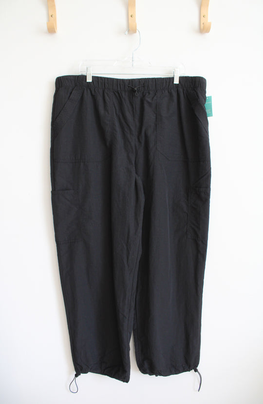 NEW Maurices High Rise Black Drawstring Ankle Nylon Pants | XXL