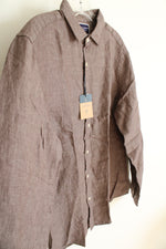 NEW Charles Tyrwhitt Slim Fit Mocha Brown Linen Button Down Shirt | M