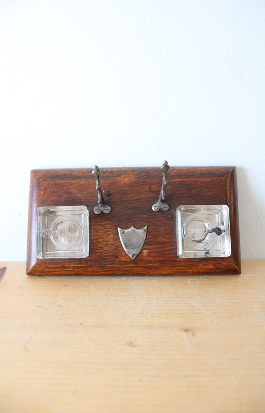 Wooden Vintage Inkwell Stand