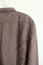 NEW Charles Tyrwhitt Slim Fit Mocha Brown Linen Button Down Shirt | M