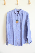 NEW Charles Tyrwhitt Slim Fit Blue Linen Button Down Shirt | M