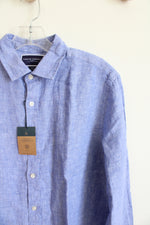 NEW Charles Tyrwhitt Slim Fit Blue Linen Button Down Shirt | M