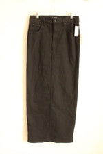 NEW Mother Anthropologie Black Denim Maxi Skirt with Back Slit | 10